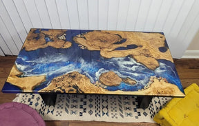 River Table Epoxy Dining Table Resin Coffee Table with Stones Feel Ocean Table Living Room for 2, 4, 6, 8 Epoxy Table Top Home Décor Side Table End Table - resinhomefurniture