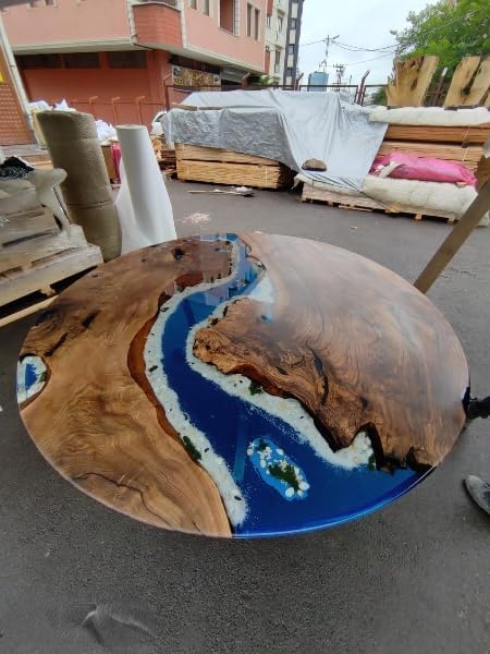 Sea scape Aquarium Look Epoxy Resin Round Coffee Table With Star, Shell & Rock Dining Room Table Living Table Bar Counter Table Patio Table Side/End Table Home Decor - resinhomefurniture