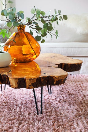 Sequoia Round Wooden Live Edge Coffee Table End/Side Table Centre Table Patio Table Console Table Kitchen Table Home Office Table Living Room Table Home Décor - resinhomefurniture