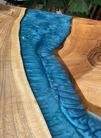 Solid Carolina Blue Epoxy Resin Dining Table River Look Conference Table Patio Table Kitchen Table Console Table Bar Counter Table Coffee Table Living Room Table - resinhomefurniture