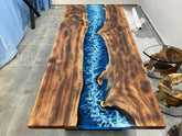 Special Blue & White Sea Waves Epoxy Resin Dining Table Console Table Side/End Table Living Room Coastal Table Bar River Table Counter Table Home Décor - resinhomefurniture