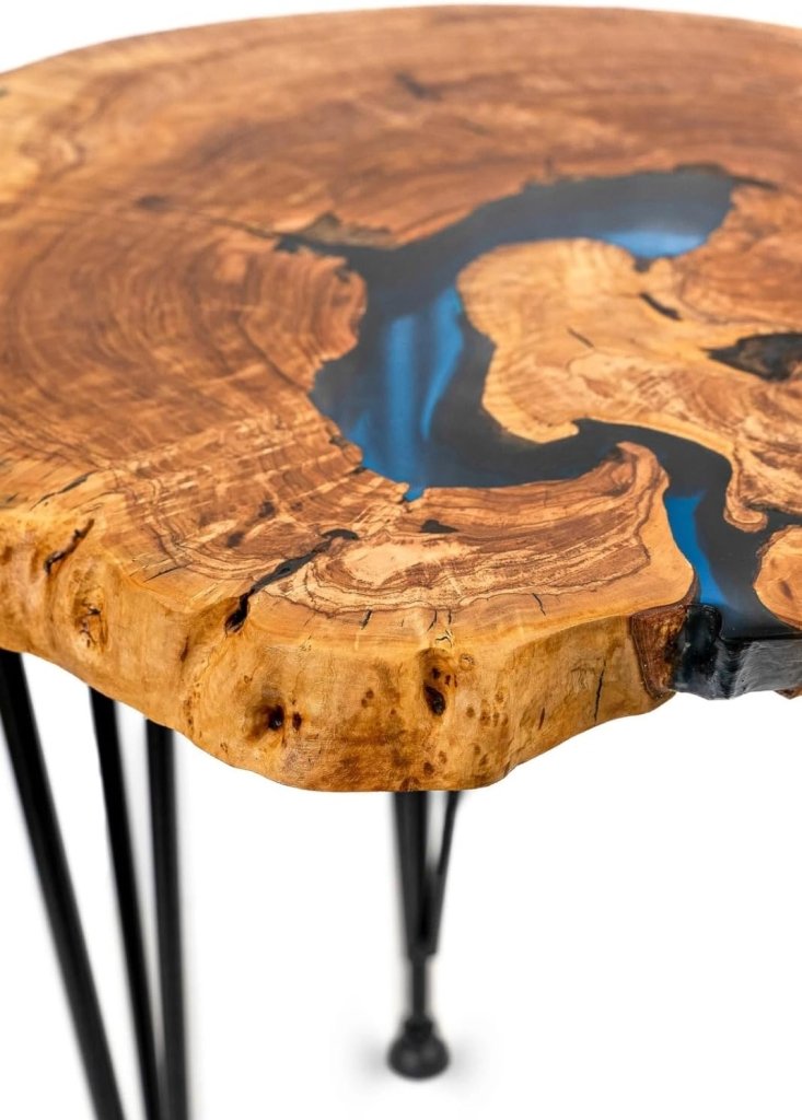 Stunning Sparky Transparent Blue Epoxy Resin Round Table Coffee Table Side/End Table Epoxy Dining Table Living Room Table for 2, 4, 6, 8 Home Decor Patio Table - resinhomefurniture