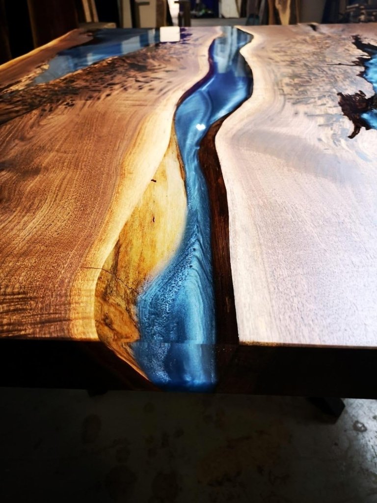 translucent - live - edge - epoxy - metallic - gray - resin - dining - table - coffee - table - living - room - table - conference - table - center - table - console - table - end - table - resinhomefurniture