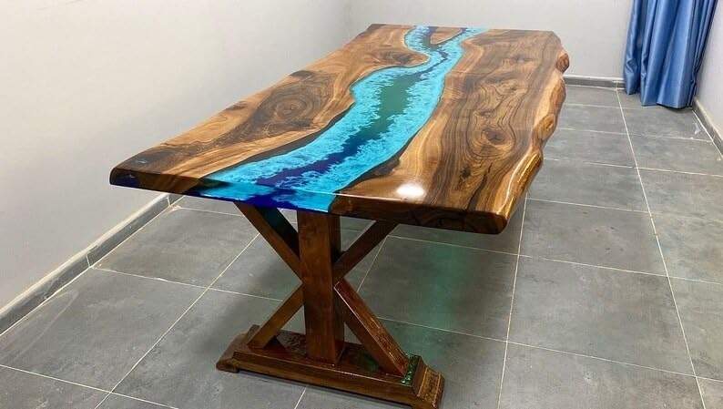 Turquoise Blue Epoxy Resin Dining Table Living Room Table Patio Table Coffee Table End/Side Table Console Table Kitchen Table Bar Counter Table - resinhomefurniture