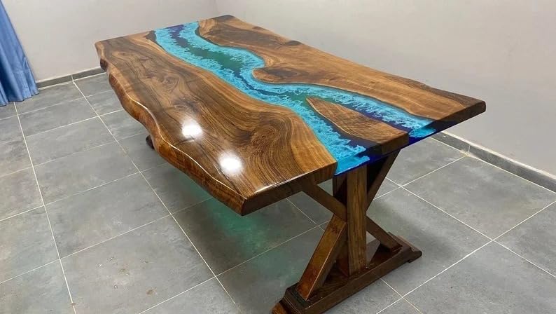 Turquoise Blue Epoxy Resin Dining Table Living Room Table Patio Table Coffee Table End/Side Table Console Table Kitchen Table Bar Counter Table - resinhomefurniture