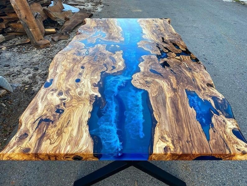 turquoise - island - blue - epoxy - resin - dining - table - coffee - table - console - table - patio - table - conference - table - kitchen - table - central - table - bar - counter - table - end - side - table - resinhomefurniture