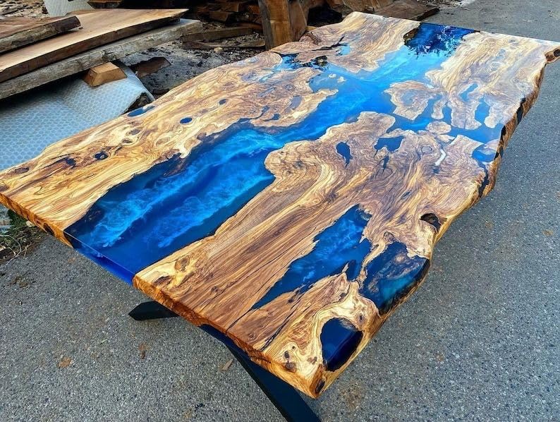 turquoise - island - blue - epoxy - resin - dining - table - coffee - table - console - table - patio - table - conference - table - kitchen - table - central - table - bar - counter - table - end - side - table - resinhomefurniture