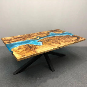 TUZECH Custom Made Unique River Wave Table Epoxy Dining Table for 2, 4, 6, 8 Resin Coffee Table Living Room Table Epoxy Table Top Home Décor Bar Counter - resinhomefurniture