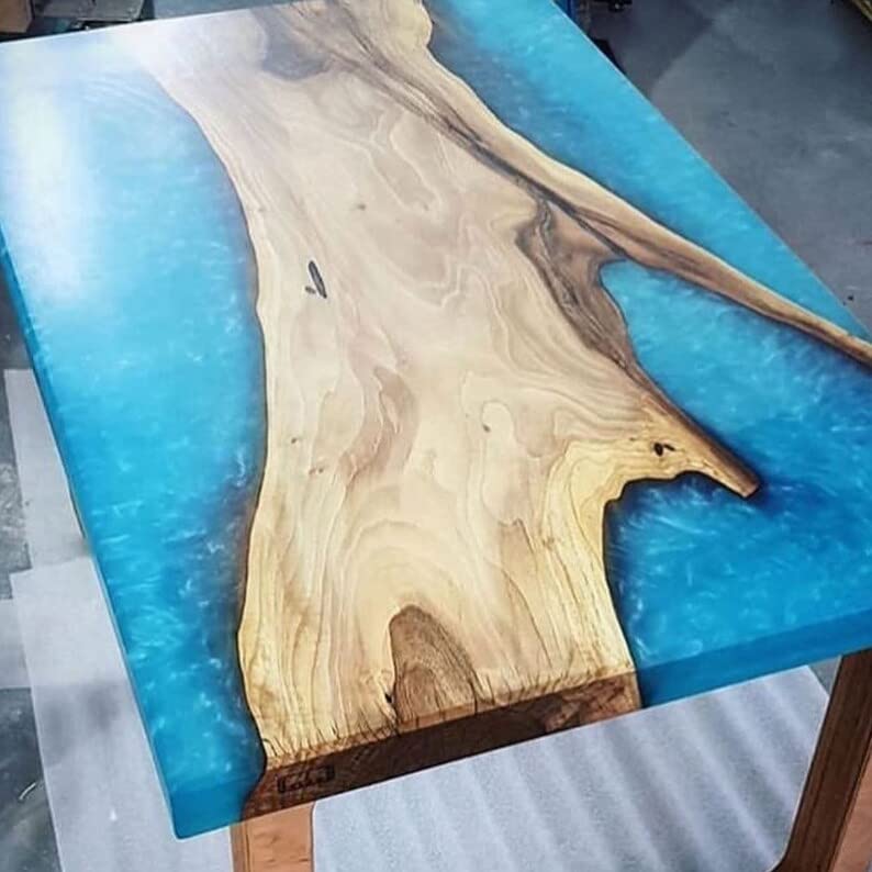 TUZECH Customized Large Epoxy Table Resin Dining Table Center Wood Table for 2, 4, 6, 8 River epoxy Dining Table Epoxy Coffee Table Living Room Table Home décor - resinhomefurniture