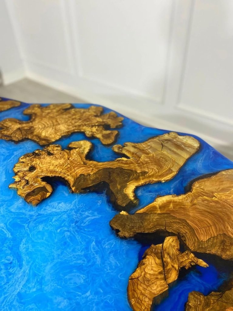 TUZECH Customized Resin Epoxy Round Table Top, Unique Blue Ocean Look, Coffee Table Design, Resin Table, Luxury Decor Table, Walnut Table, Wooden Resin Table, - resinhomefurniture