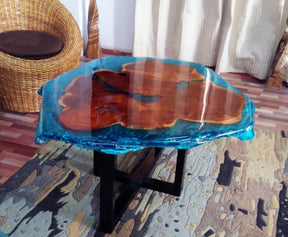 TUZECH Customized Resin Round Table Top, Blue River Look Epoxy Resin, Coffee Table Design, Resin Table, Luxury Décor, Walnut Table, Wooden Resin Table - resinhomefurniture