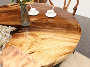 TUZECH Customized Round Epoxy Table Ocean Waves with Stone Look Epoxy Table Epoxy Coastal Table Dining Table Coffee Table Side/End Table Living Room Table Home Décor - resinhomefurniture