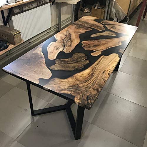 TUZECH Dining and End Tables Black epoxy Resin River Table Home & Living Furniture Living Room Furniture Walnut Dining Custom Table - resinhomefurniture