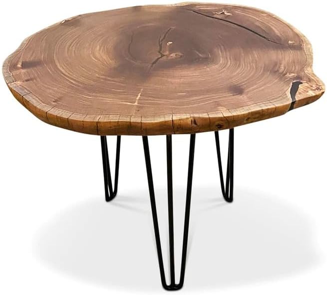 TUZECH Elegant and Durable Live Edge Round Coffee Table Dining Table Center Table Living Room Table Office Table End/Side Table Home Décor - resinhomefurniture