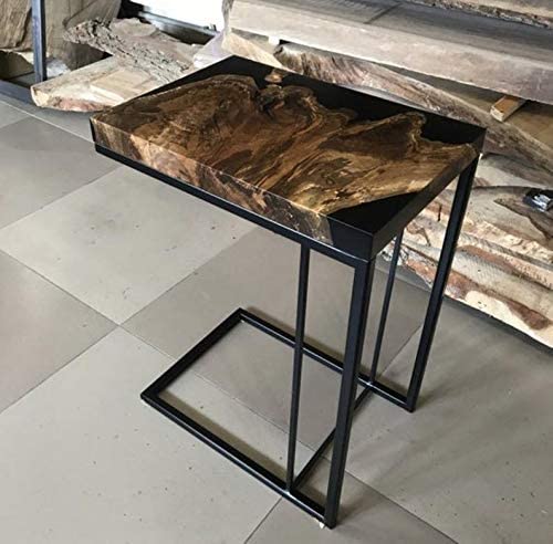 TUZECH Epoxy Coffee Table,Live Edge Coffee Table, Table,Epoxy Resin River Table,Living Room Coffee Table,Rustic Table,Olive Coffee Table (50x35x60 cm) - resinhomefurniture