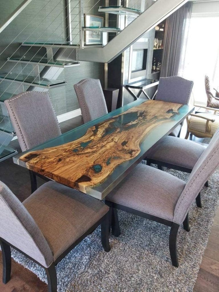 Tuzech Epoxy Table Fully Customised Thick Resin River Table Indoor Outdoor Wooden Dining Table Top (76 X 30 Inches) - resinhomefurniture