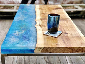 Tuzech Epoxy Table Top Fully Customised Thick Resin River Table Indoor Outdoor Coffee Table Top (48 X 24 Inches) - resinhomefurniture