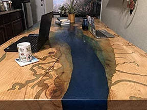 Tuzech Epoxy Table Top Fully Customised Thick Resin River Table Indoor Outdoor Wooden Dining Table Top - resinhomefurniture