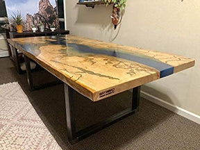 Tuzech Epoxy Table Top Fully Customised Thick Resin River Table Indoor Outdoor Wooden Dining Table Top - resinhomefurniture