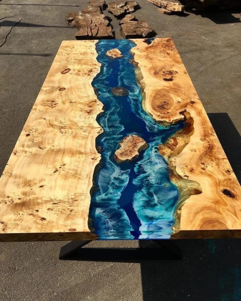 TUZECH Epoxy Table Top Fully Customized Thick Resin River Table Indoor Outdoor Coffee Table Top Wooden Table Top - resinhomefurniture