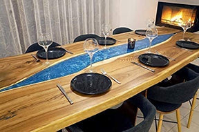 Tuzech Epoxy Table Top Fully Customized Thick Resin River Table Indoor Outdoor Wooden Dining Table Top - resinhomefurniture