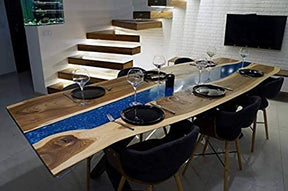 Tuzech Epoxy Table Top Fully Customized Thick Resin River Table Indoor Outdoor Wooden Dining Table Top - resinhomefurniture