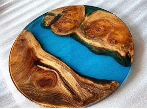 TUZECH Handmade Live Edge Bespoke Live Edge epoxy Resin River Coffee Table - Round (24 Inches) - resinhomefurniture