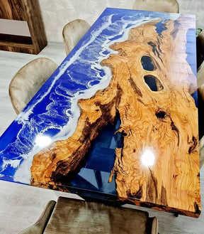 TUZECH Large Indoor Ocean Look Epoxy Resin Dining Table Living Room Table Resin Table for 2, 4, 6, 8 Living Room Table Console Table Bar Counter Home Décor - resinhomefurniture