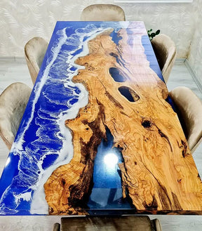 TUZECH Large Indoor Ocean Look Epoxy Resin Dining Table Living Room Table Resin Table for 2, 4, 6, 8 Living Room Table Console Table Bar Counter Home Décor - resinhomefurniture