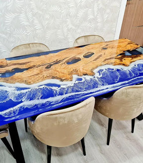 TUZECH Large Indoor Ocean Look Epoxy Resin Dining Table Living Room Table Resin Table for 2, 4, 6, 8 Living Room Table Console Table Bar Counter Home Décor - resinhomefurniture