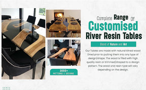 TUZECH Natural Wood Island Resin Epoxy River with Stone and Ocean Waves Look Table Coastal Table Top Dining Table Coffee Table Side/End Table Home Décor - resinhomefurniture