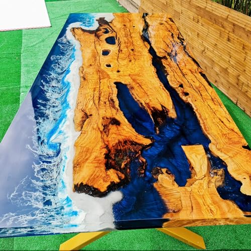 TUZECH Nebula Blue Epoxy Resin Dining Table Coffee Table Kitchen Table Office Table Conference Table Living Room Console Table Table End/Side Table Patio Table Home Décor - resinhomefurniture