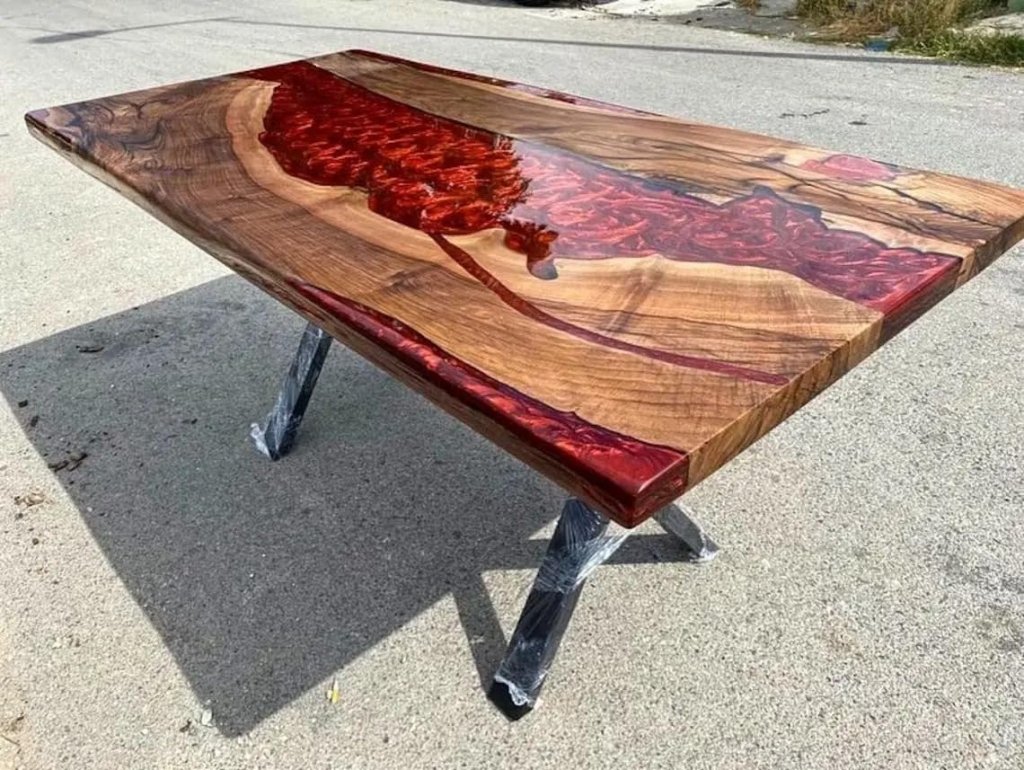 TUZECH Red Lava Epoxy Resin Dining Table Conference Table Patio Table Console Table Coffee Table Living Room Table Bar Counter Table End/Side Table Home Décor - resinhomefurniture