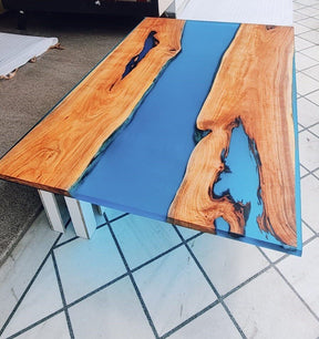 Unique Blue River Look Epoxy Resin Dining Table Coffee Table End Table Wooden Table Living Room Table Bar Counter Home D?cor side Table Top - resinhomefurniture