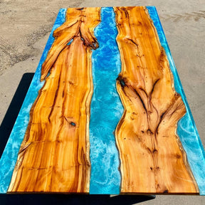 Unique Blue River Look Epoxy Resin Dining Table Coffee Table End Table Wooden Table Living Room Table Bar Counter Home Décor Side Table Top - resinhomefurniture