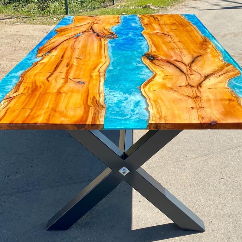 Unique Blue River Look Epoxy Resin Dining Table Coffee Table End Table Wooden Table Living Room Table Bar Counter Home Décor Side Table Top - resinhomefurniture