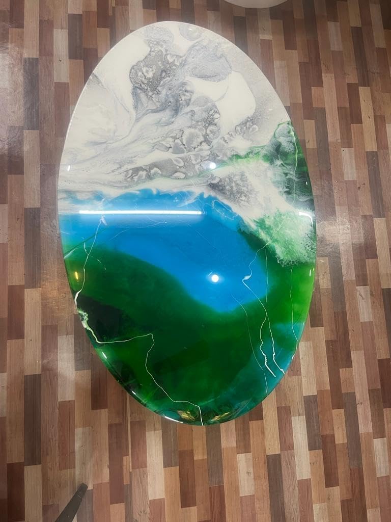 Unique Customized Blue Epoxy Earth Look, Coffee Table, Resin Table, Luxury Table, Walnut Table, Wooden Resin Table. Size 48 by 30.5 Inches with Legs 12" Inches - resinhomefurniture