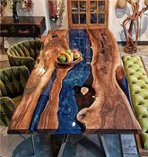 Unique Customized Metallic Blue Resin Table Dining Table Living Room Table Epoxy Table for 2, 4, 6, 8 Wooden Table Side/End Table Patio Table Home Décor Bar Table - resinhomefurniture