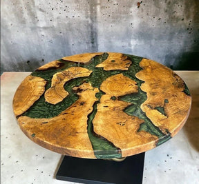 Unique Green Multi River Look Epoxy Resin Round Table Top Dinning Table Coffee Table End Table Living Room Table Bar Counter Home Decor - resinhomefurniture