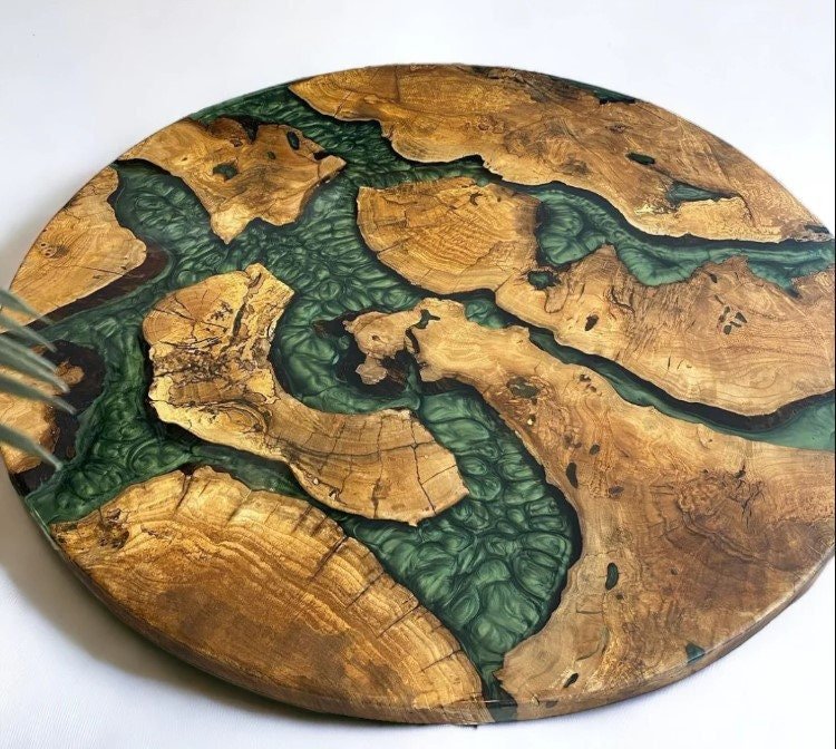 Unique Green Multi River Look Epoxy Resin Round Table Top Dinning Table Coffee Table End Table Living Room Table Bar Counter Home Decor - resinhomefurniture