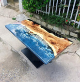 Unique Large Indoor Multi Epoxy Dining Table Resin Coffee Table Living Room Ocean Beach Flow Look Table for 2, 4, 6, 8 Epoxy Table Top Home Décor Patio Table - resinhomefurniture