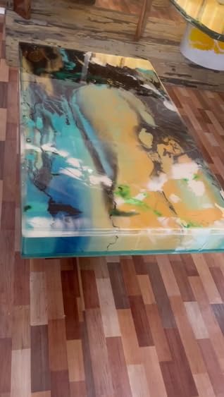 Unique Multi Colour Epoxy with Tree Look Epoxy Dining Table Coffee Table End Table Bar Counter Top Living Room Table Wall Art Wooden Table. Size 49 by 28 Inches, Without Legs - resinhomefurniture