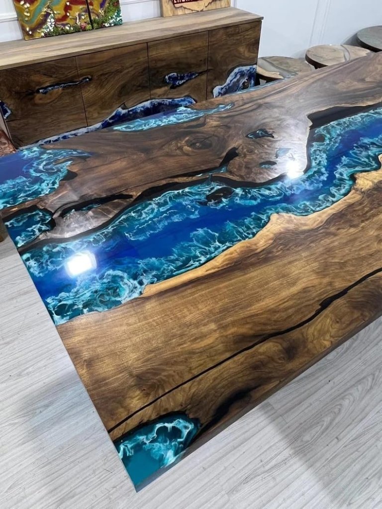 Unique Special Pattern Resin River Flow Epoxy Dining Table Living Room Table Coffee Table Kitchen Table Home Office Table Console Table Patio Table Home Décor - resinhomefurniture