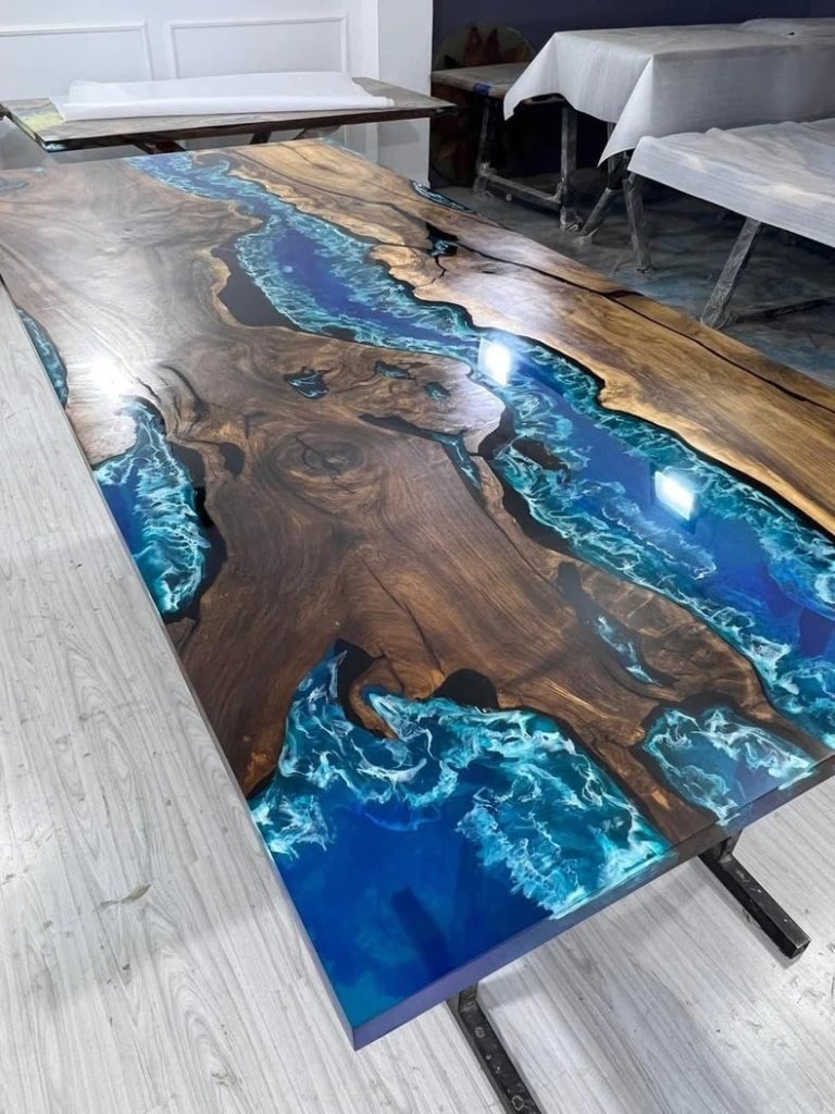 Unique Special Pattern Resin River Flow Epoxy Dining Table Living Room Table Coffee Table Kitchen Table Home Office Table Console Table Patio Table Home Décor - resinhomefurniture