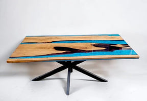 Unique Wood Resin Epoxy Classic Blue River Look with Wave Table Coastal Table Top Dining Table Coffee Table Side/End Table Home Décor - resinhomefurniture