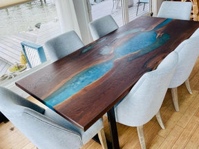 Versatile Matt Blue Epoxy Resin Dining Table Living Room Table Patio Table Coffee Table End/Side Table Bar Counter Table Console Table Home Décor - resinhomefurniture