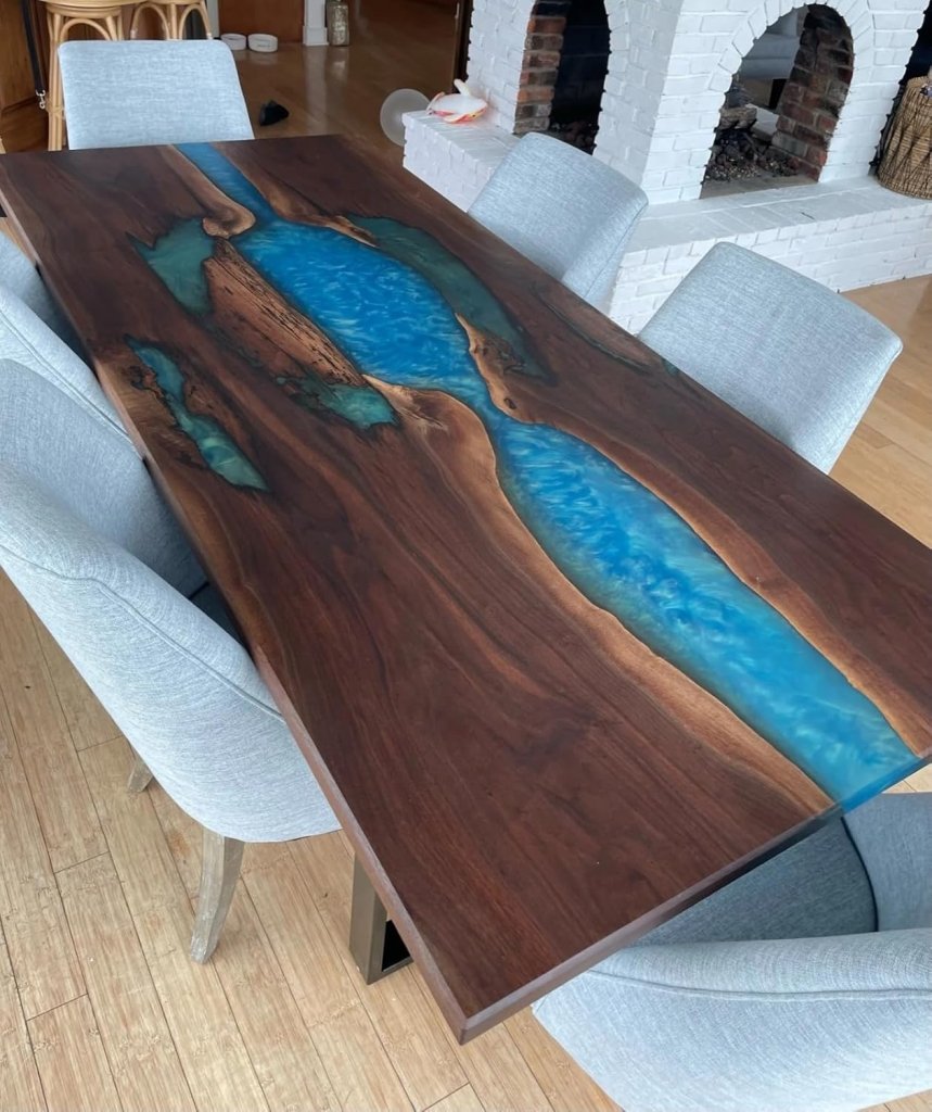 Versatile Matt Blue Epoxy Resin Dining Table Living Room Table Patio Table Coffee Table End/Side Table Bar Counter Table Console Table Home Décor - resinhomefurniture